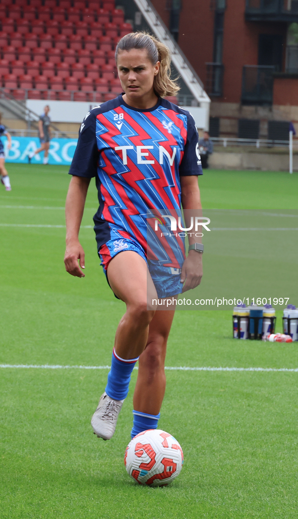 Katie Stengel of Crystal Palace Women warms up before the Barclays FA Women's Super League soccer match between Tottenham Hotspur Women and...