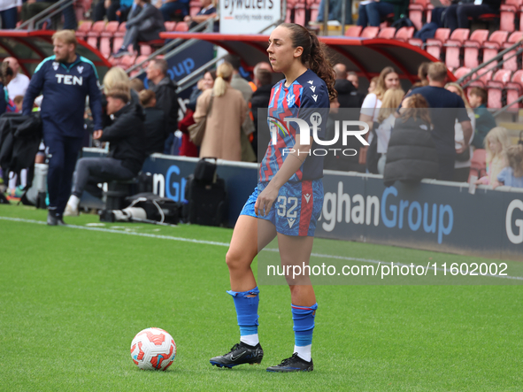 Brooke Aspin (on loan from Chelsea) of Crystal Palace Women warms up before the Barclays FA Women's Super League soccer match between Totten...