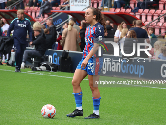 Brooke Aspin (on loan from Chelsea) of Crystal Palace Women warms up before the Barclays FA Women's Super League soccer match between Totten...