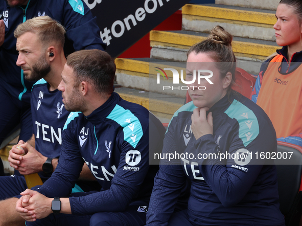 Laura Kaminski, manager of Crystal Palace Women, during the Barclays FA Women's Super League soccer match between Tottenham Hotspur Women an...