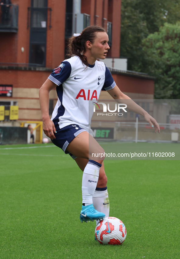 Hayley Raso of Tottenham Hotspur Women is in action during the Barclays FA Women's Super League soccer match between Tottenham Hotspur Women...