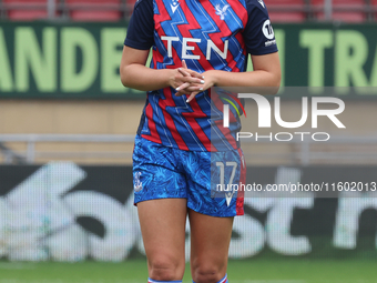 Alexia Potter, on loan from Chelsea, of Crystal Palace Women warms up before the Barclays FA Women's Super League soccer match between Totte...