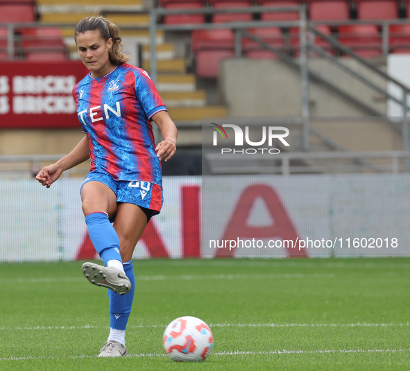 Katie Stengel of Crystal Palace Women plays during the Barclays FA Women's Super League soccer match between Tottenham Hotspur Women and Cry...