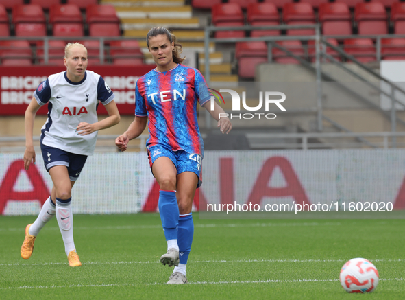 Katie Stengel of Crystal Palace Women plays during the Barclays FA Women's Super League soccer match between Tottenham Hotspur Women and Cry...