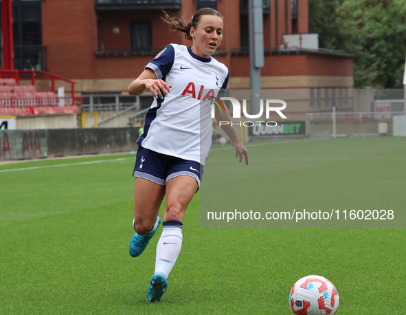 Hayley Raso of Tottenham Hotspur Women is in action during the Barclays FA Women's Super League soccer match between Tottenham Hotspur Women...