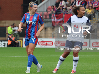 Alexia Potter (on loan from Chelsea) of Crystal Palace Women and Drew Spence of Tottenham Hotspur Women are in action during the Barclays FA...