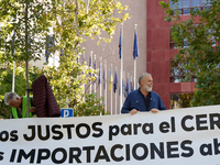 The Union de Uniones de Agricultores y Ganaderos holds a rally on Monday, September 23, in front of the European Commission building in Madr...