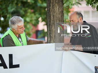 The Union de Uniones de Agricultores y Ganaderos holds a rally on Monday, September 23, in front of the European Commission building in Madr...