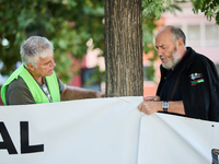 The Union de Uniones de Agricultores y Ganaderos holds a rally on Monday, September 23, in front of the European Commission building in Madr...