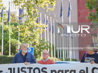 The Union de Uniones de Agricultores y Ganaderos holds a rally on Monday, September 23, in front of the European Commission building in Madr...