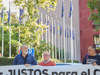 The Union de Uniones de Agricultores y Ganaderos holds a rally on Monday, September 23, in front of the European Commission building in Madr...