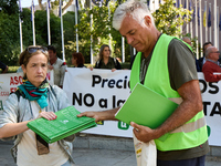 The Union de Uniones de Agricultores y Ganaderos holds a rally on Monday, September 23, in front of the European Commission building in Madr...