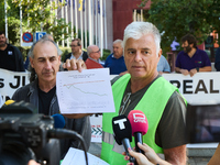 Luis Cortes, The Union de Uniones de Agricultores y Ganaderos, holds a rally in front of the European Commission building in Madrid, Spain,...