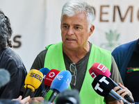 Luis Cortes, The Union de Uniones de Agricultores y Ganaderos, holds a rally in front of the European Commission building in Madrid, Spain,...