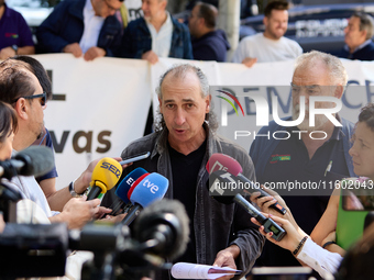 Jesus Manuel Gonzalez and The Union de Uniones de Agricultores y Ganaderos hold a rally in front of the European Commission building in Madr...