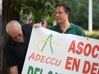 The Union de Uniones de Agricultores y Ganaderos holds a rally on Monday, September 23, in front of the European Commission building in Madr...