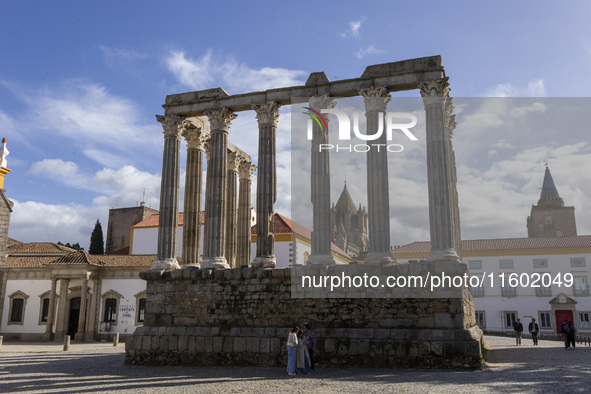 A general view of the Roman ruins of Evora in Evora, Portugal, on November 5, 2023. The mayor of Evora, Carlos Pinto de Sa, announces plans...