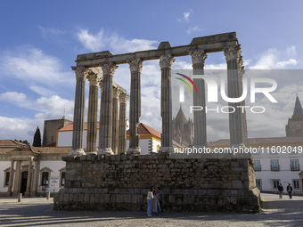 A general view of the Roman ruins of Evora in Evora, Portugal, on November 5, 2023. The mayor of Evora, Carlos Pinto de Sa, announces plans...