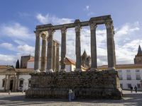 A general view of the Roman ruins of Evora in Evora, Portugal, on November 5, 2023. The mayor of Evora, Carlos Pinto de Sa, announces plans...