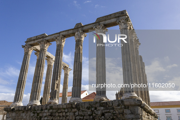 A general view of the Roman ruins of Evora in Evora, Portugal, on November 5, 2023. The mayor of Evora, Carlos Pinto de Sa, announces plans...