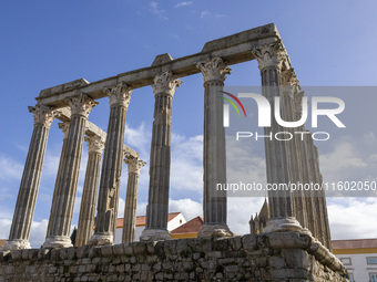 A general view of the Roman ruins of Evora in Evora, Portugal, on November 5, 2023. The mayor of Evora, Carlos Pinto de Sa, announces plans...