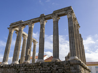 A general view of the Roman ruins of Evora in Evora, Portugal, on November 5, 2023. The mayor of Evora, Carlos Pinto de Sa, announces plans...