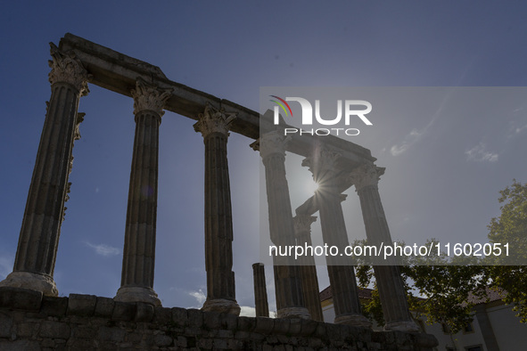 A general view of the Roman ruins of Evora in Evora, Portugal, on November 5, 2023. The mayor of Evora, Carlos Pinto de Sa, announces plans...