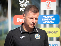 Hutnik coach Maciej Musial stands before the game between Hutnik Krakow and Resovia Rzeszow in Krakow, Poland, on September 22, 2024. Betcli...