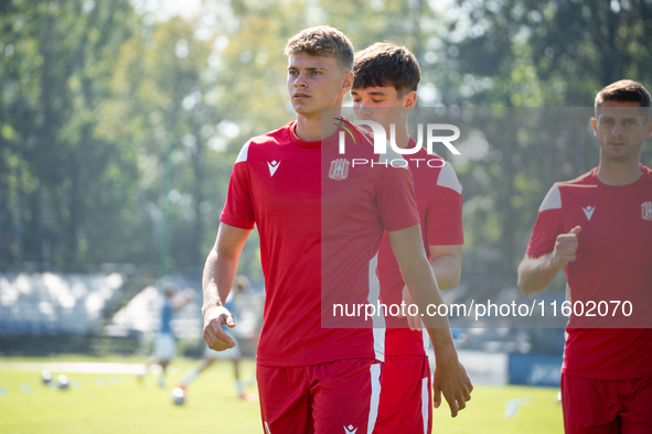 Dawid Pieniazek plays during the game between Hutnik Krakow and Resovia Rzeszow in Krakow, Poland, on September 22, 2024. Betclic 2 Liga, Po...