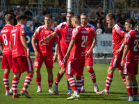 Resovia players during the game between Hutnik Krakow and Resovia Rzeszow in Krakow, Poland, on September 22, 2024. Betclic 2 Liga, Polish f...