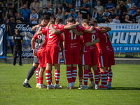 Resovia players during the game between Hutnik Krakow and Resovia Rzeszow in Krakow, Poland, on September 22, 2024. Betclic 2 Liga, Polish f...