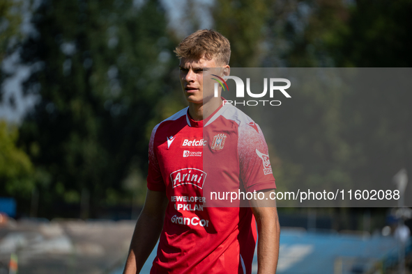 Dawid Pieniazek plays during the game between Hutnik Krakow and Resovia Rzeszow in Krakow, Poland, on September 22, 2024. Betclic 2 Liga, Po...