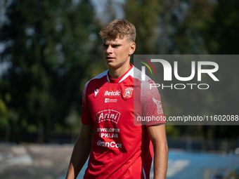 Dawid Pieniazek plays during the game between Hutnik Krakow and Resovia Rzeszow in Krakow, Poland, on September 22, 2024. Betclic 2 Liga, Po...