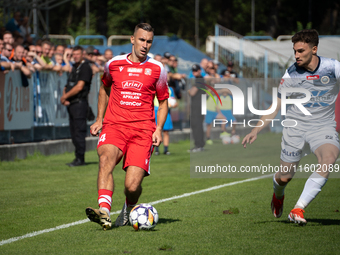 Marcin Urynowicz and Mateusz Sowinski play during the game between Hutnik Krakow and Resovia Rzeszow in Krakow, Poland, on September 22, 202...