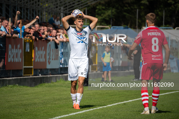 Kamil Glogowski plays during the game between Hutnik Krakow and Resovia Rzeszow in Krakow, Poland, on September 22, 2024. Betclic 2 Liga, Po...