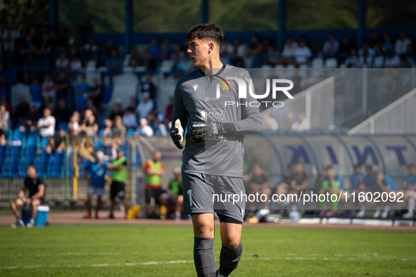 Goalkeeper Jakub Tetyk during the game between Hutnik Krakow and Resovia Rzeszow in Krakow, Poland, on September 22, 2024. Betclic 2 Liga, P...