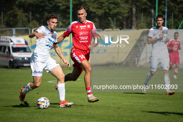 Marcin Urynowicz and Mateusz Sowinski play during the game between Hutnik Krakow and Resovia Rzeszow in Krakow, Poland, on September 22, 202...