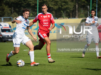 Marcin Urynowicz and Mateusz Sowinski play during the game between Hutnik Krakow and Resovia Rzeszow in Krakow, Poland, on September 22, 202...