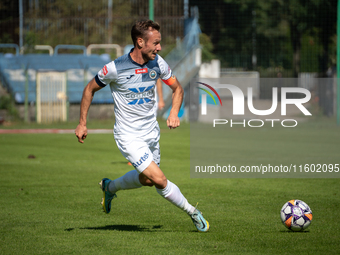 Maciej Urbanczyk plays during the game between Hutnik Krakow and Resovia Rzeszow in Krakow, Poland, on September 22, 2024. Betclic 2 Liga, P...