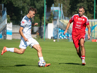 Kamil Glogowski and Marcin Urynowicz play during the game between Hutnik Krakow and Resovia Rzeszow in Krakow, Poland, on September 22, 2024...