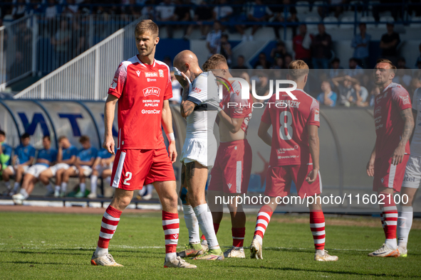 Mateusz Bondarenko participates in the game between Hutnik Krakow and Resovia Rzeszow in Krakow, Poland, on September 22, 2024. Betclic 2 Li...