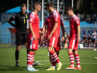 Resovia players during the game between Hutnik Krakow and Resovia Rzeszow in Krakow, Poland, on September 22, 2024. Betclic 2 Liga, Polish f...