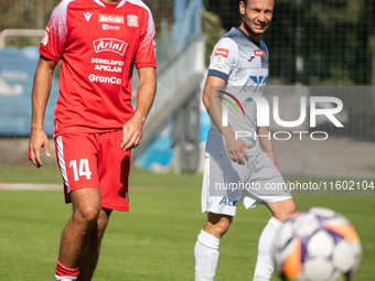 Marcin Urynowicz and Maciej Urbanczyk play during the game between Hutnik Krakow and Resovia Rzeszow in Krakow, Poland, on September 22, 202...