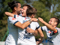 Hutnik players celebrate scoring a goal in a game between Hutnik Krakow and Resovia Rzeszow in Krakow, Poland, on September 22, 2024. Betcli...