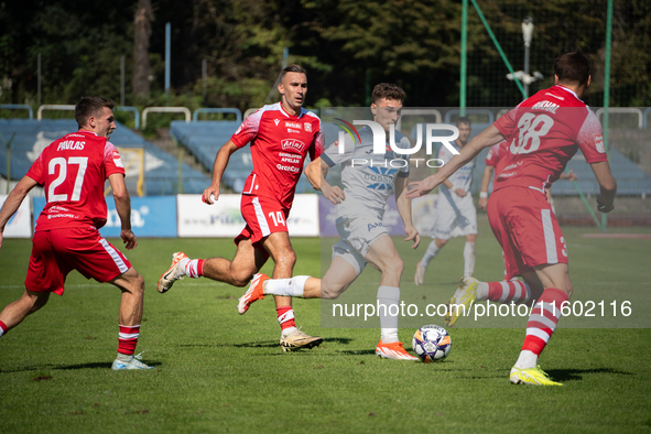 Betclic 2 Liga game between Hutnik Krakow and Resovia Rzeszow in Krakow, Poland, on September 22, 2024. Polish football second league match...