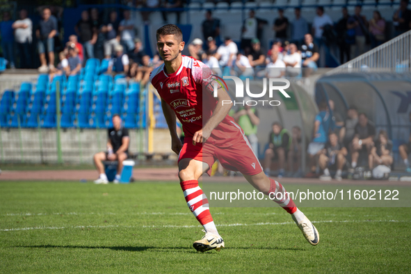 Maciej Gorski participates in the game between Hutnik Krakow and Resovia Rzeszow in Krakow, Poland, on September 22, 2024. Betclic 2 Liga, P...