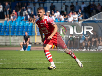 Maciej Gorski participates in the game between Hutnik Krakow and Resovia Rzeszow in Krakow, Poland, on September 22, 2024. Betclic 2 Liga, P...