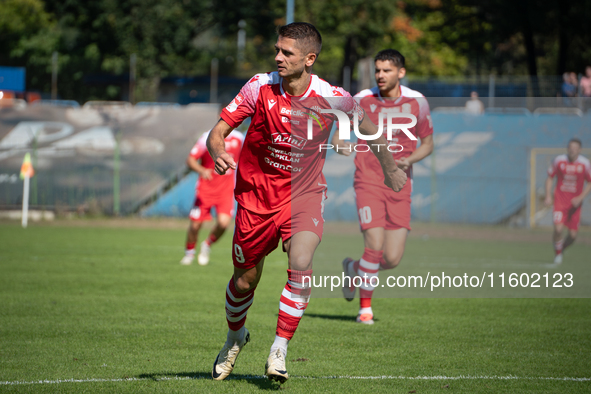 Maciej Gorski participates in the game between Hutnik Krakow and Resovia Rzeszow in Krakow, Poland, on September 22, 2024. Betclic 2 Liga, P...