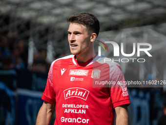 Danian Pavlas during the game between Hutnik Krakow and Resovia Rzeszow in Krakow, Poland, on September 22, 2024. Betclic 2 Liga, Polish foo...