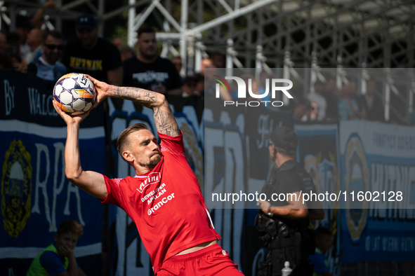 Radoslaw Adamski participates in the game between Hutnik Krakow and Resovia Rzeszow in Krakow, Poland, on September 22, 2024. Betclic 2 Liga...